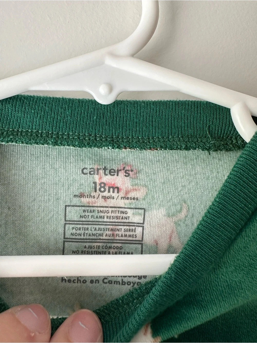 Carter's Green Holiday Reindeer Dog Pajama Set